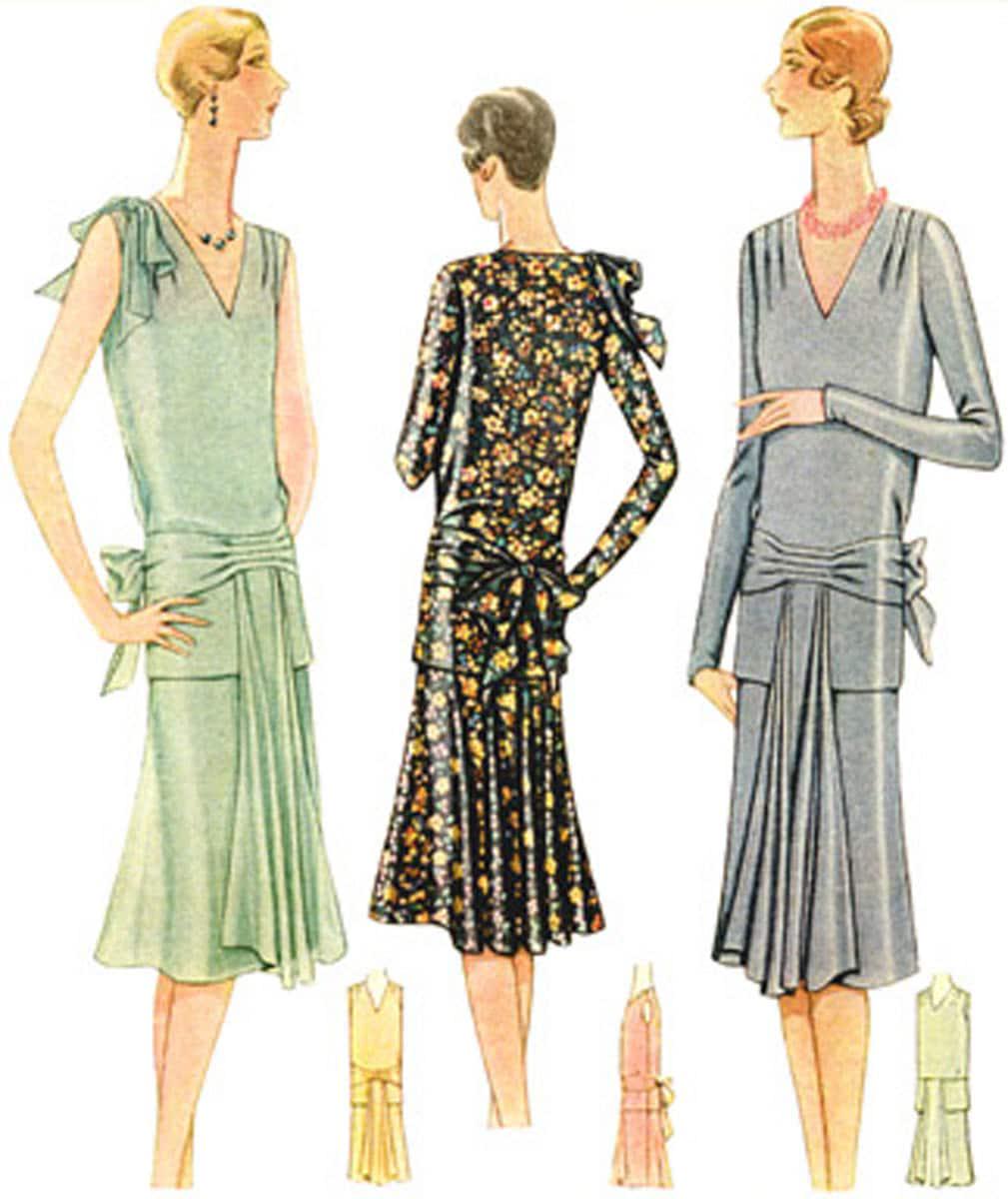 1920s Ladies Evening Dress With Front Drapes - Reproduction 1929 Sewing Pattern #Z5751 - 36 Inch Bust