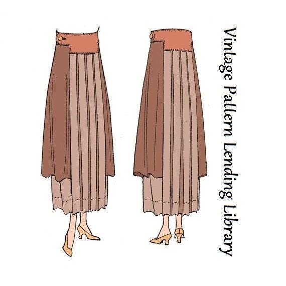 1910s Ladies Skirt With Side Drapes - 1918 Reproduction Sewing Pattern #E8059 - 30 Inch Waist