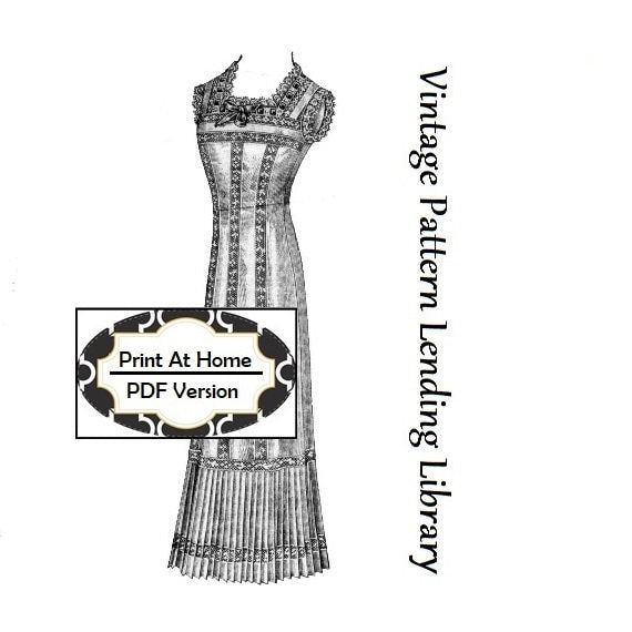 1912 Princess Slip With Lace Insertion - INSTANT DOWNLOAD - Reproduction Sewing Pattern #E0336 - 36 Inch Bust - PDF - Print At Home