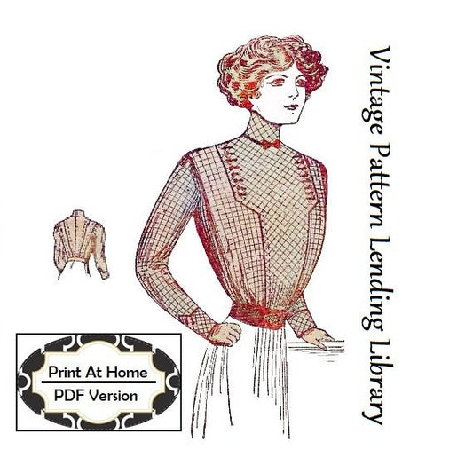 1910 Ladies Waist With Optional Lining - INSTANT DOWNLOAD - Reproduction Sewing Pattern #E6823 - 38 Inch Bust - PDF - Print At Home