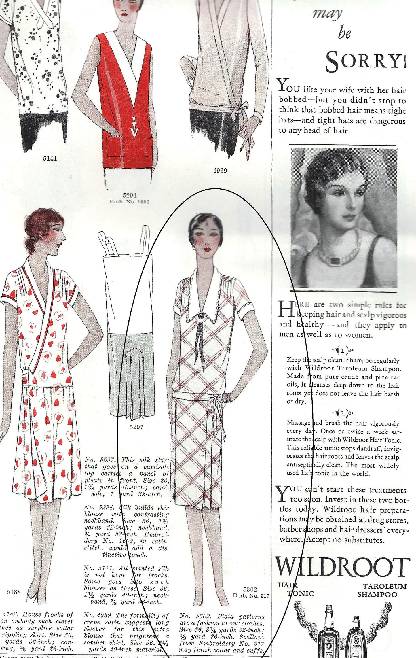 1920s Ladies Morning Frock With Front Ties - INSTANT DOWNLOAD - Reproduction 1928 Sewing Pattern #Z5302 - 36 Inch Bust - PDF - Print At Home