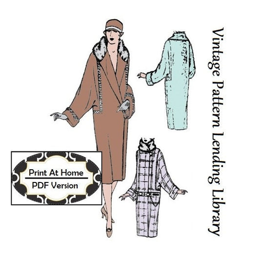 1920s Ladies Coat With Dolman Sleeves - INSTANT DOWNLOAD - Reproduction 1926 Sewing Pattern #Z1078 - 36 Bust - PDF - Print At Home