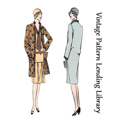 1920s Ladies Straight-Line Coat With Optional Quilting - Reproduction 1929 Sewing Pattern #Z2545 - 36 Inch Bust