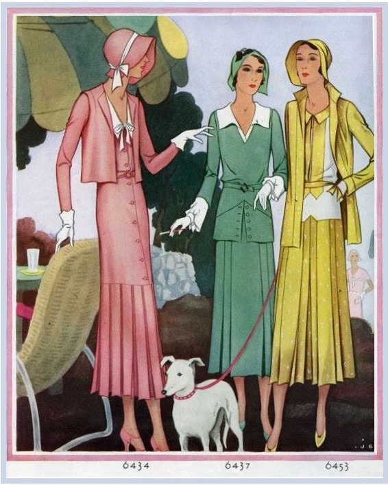 1930s Ladies Dress Ensemble - Reproduction 1931 Sewing Pattern #T6453 - 34 Inch Bust