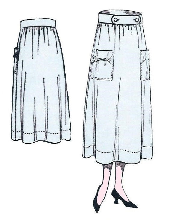 1910s Ladies Two Piece Skirt - 1918 Reproduction Sewing Pattern #E0129 - 32 Inch Waist