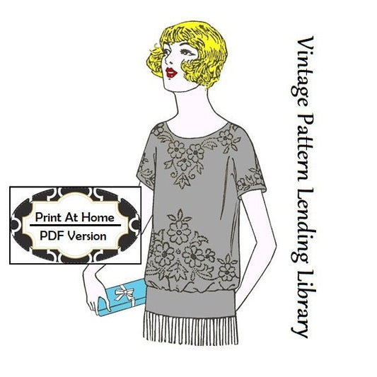 1920s Ladies Beaded Blouse with Floral Motif - INSTANT DOWNLOAD - Reproduction Pattern #N0592 - Multi-sized 34" to 42" Bust - Print At Home