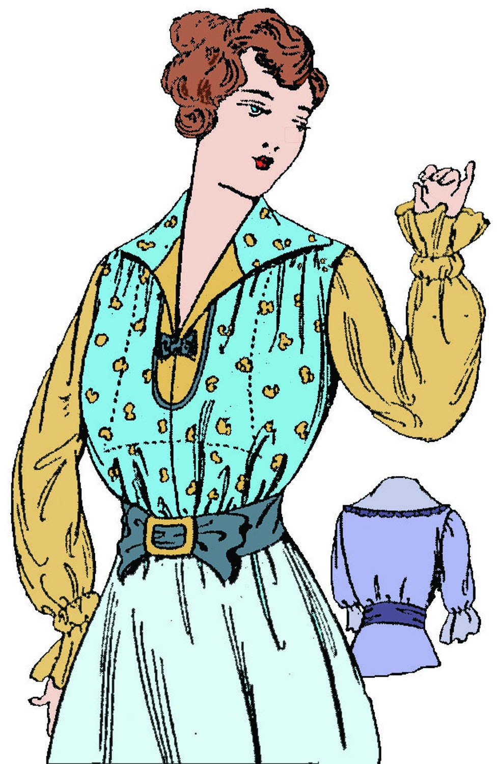 1915 Ladies Blouse With Ruffled Cuff - INSTANT DOWNLOAD - Reproduction Sewing Pattern #E1770 - 38 Inch Bust - PDF - Print At Home