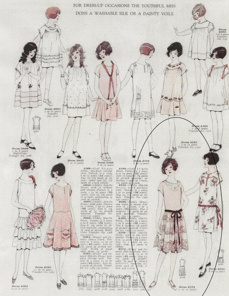 1920s Slip-On Party Dress For The Junior Miss - Reproduction 1925 Sewing Pattern #Z4224 - 35-1/2 Inch Bust