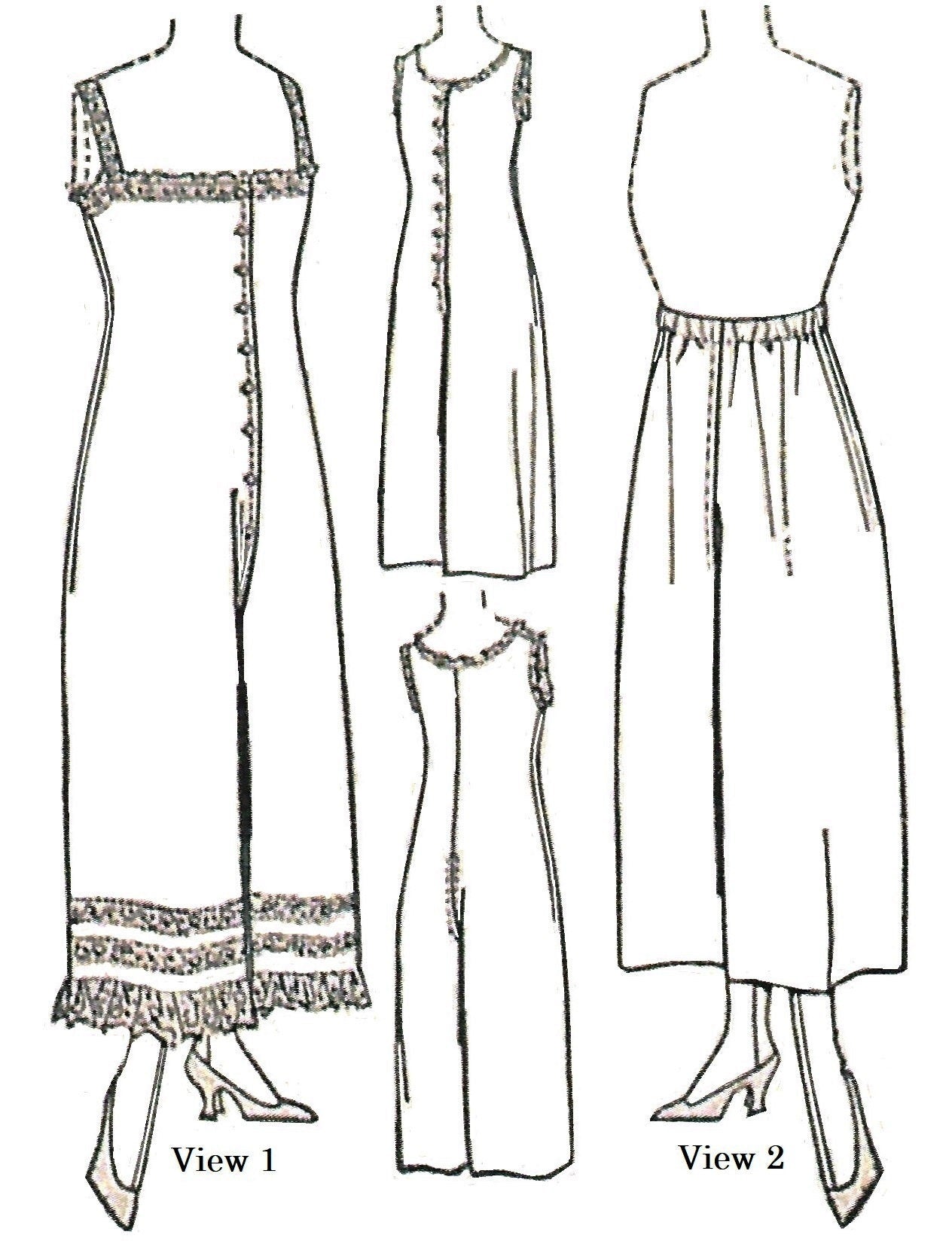 1915 Ladies Pantalettes or Combination Undergarment - PDF - INSTANT DOWNLOAD -Reproduction Sewing Pattern #E6933 - 38 Inch Bust