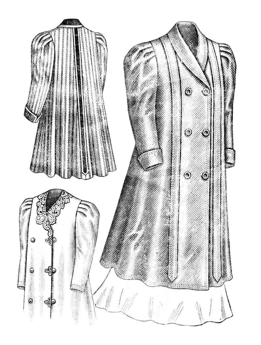 1900s Young Ladies Double-Breasted Coat In Two Lengths - Reproduction 1908 Sewing Pattern #E9762 - Edwardian - Belle Epoch - 32 Inch Bust