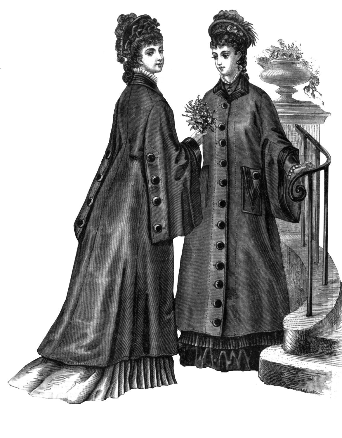 1870s Ladies Coat With Draped Sleeves - Victorian Era - Reproduction (ca. 1876) Sewing Pattern #E0171 - Size XS - Small