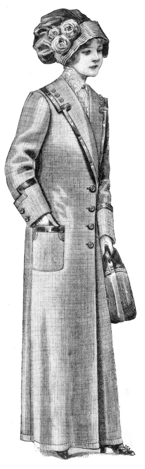 1910s Ladies Duster Coat - 1912 Reproduction Sewing Pattern #E0402 - 34 Inch Bust