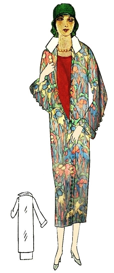 1920s Ladies Straight-Line Coat In Two Lengths - Reproduction 1924 Sewing Pattern #Z7714 - 40 Inch Bust