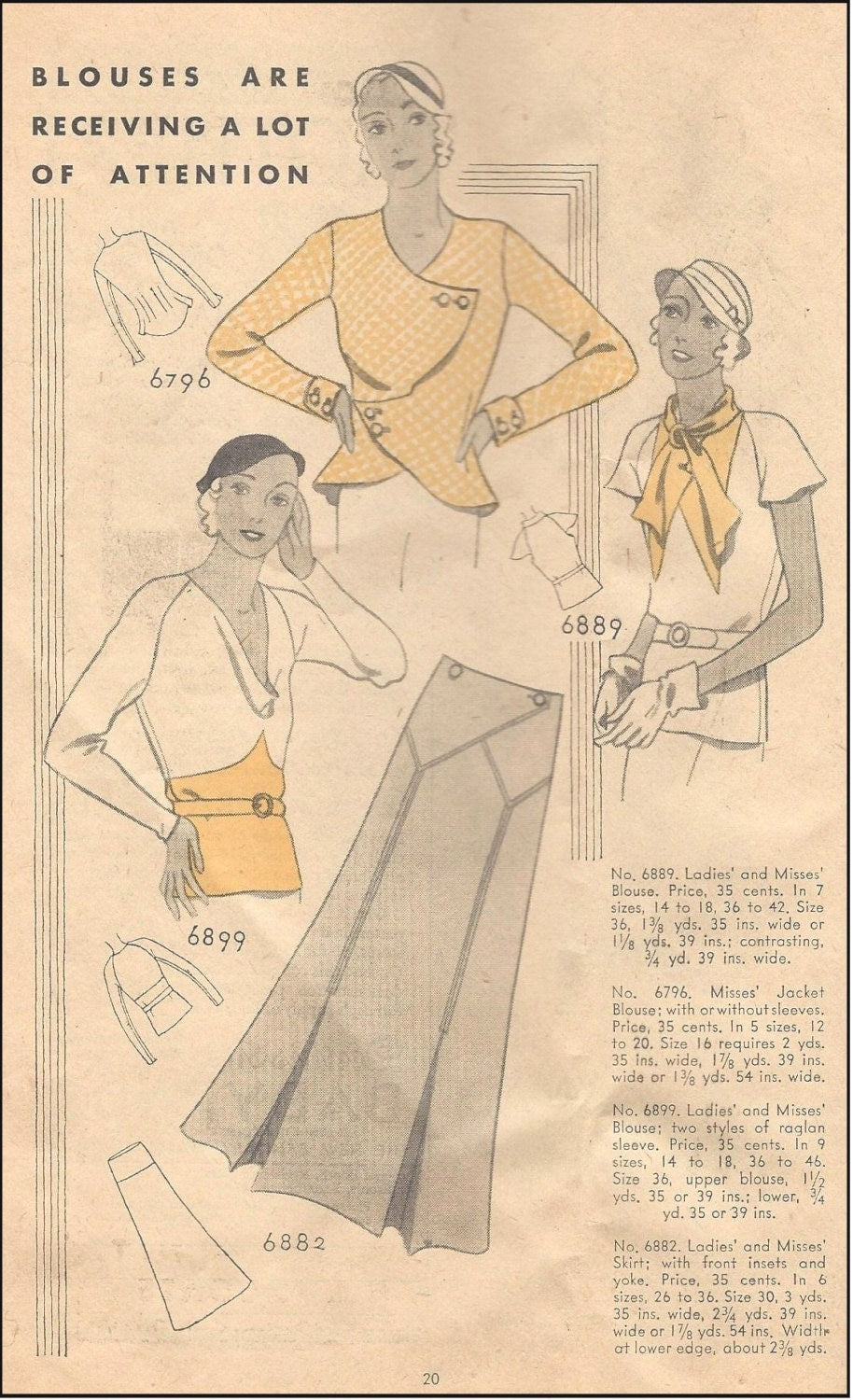 1930s Ladies Blouse With Crossed Bodice - INSTANT DOWNLOAD - Reproduction 1931-32 Sewing Pattern #T6796 - 34 Inch Bust - PDF - Print at Home