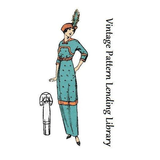 1910s Ladies Dress with Flounce - 1912 Reproduction Sewing Pattern #E6211 - 36 Inch Bust