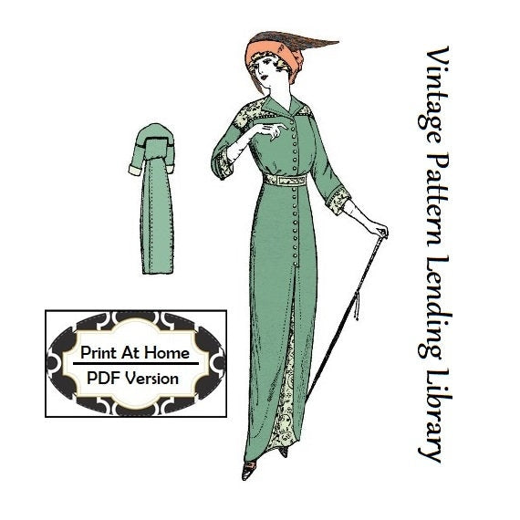 1912 Ladies Dress with Yoke - INSTANT DOWNLOAD - Reproduction Sewing Pattern #E6214 - 36 Inch Bust - PDF - Print At Home