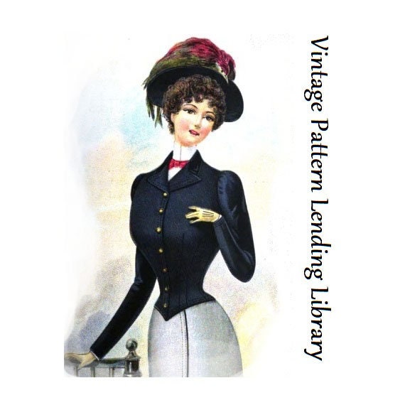 1900 Ladies Single-Breasted Jacket - Victorian Era - Belle Epoque - Reproduction Sewing Pattern #E3777 - 44 Inch Bust