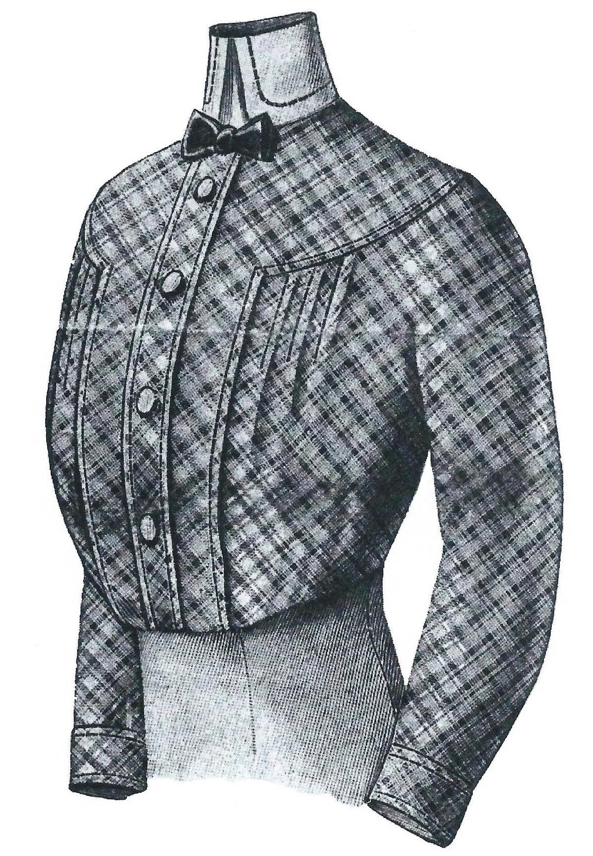 1912 Ladies Blouse With Detachable Collar - INSTANT DOWNLOAD - Reproduction Sewing Pattern #E0219 - 34 Inch Bust - PDF - Print At Home