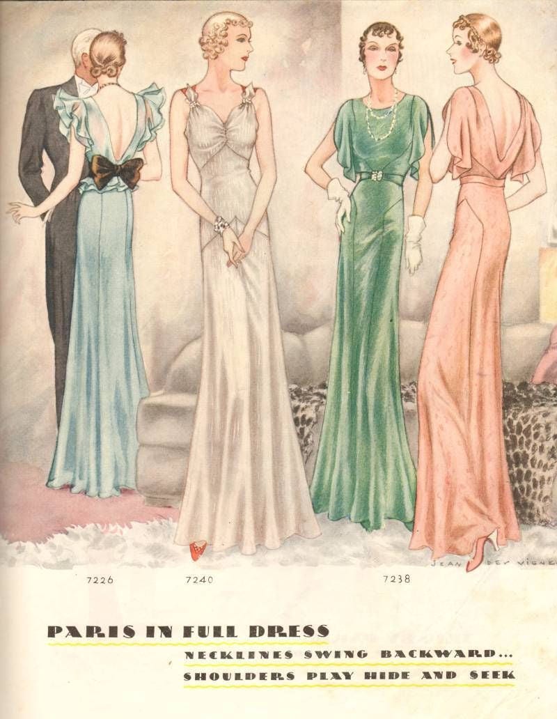 1930s Ladies Evening Gown With Sash - Reproduction 1933 Sewing Pattern #T7226 - 34 Inch Bust