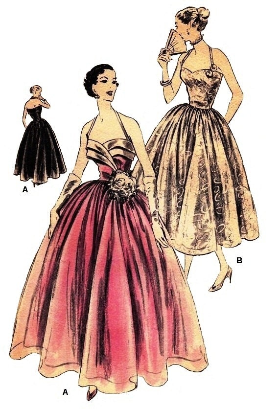 1950s Ladies Formal Dress or Gown - INSTANT DOWNLOAD - Reproduction 1951 Sewing Pattern #F7413 - 32 Inch Bust - PDF - Print At Home