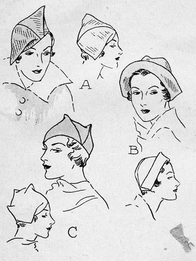 1930s Ladies Oddly Shaped Hats - INSTANT DOWNLOAD - Reproduction 1934 Sewing Pattern #H5542 - PDF - Print at Home