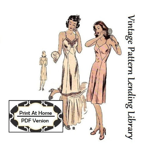 1940s Ladies Slip with Optional Lace  - INSTANT DOWNLOAD - Reproduction 1940s Sewing Pattern #F9585 - 32 Inch Bust - PDF - Print At Home