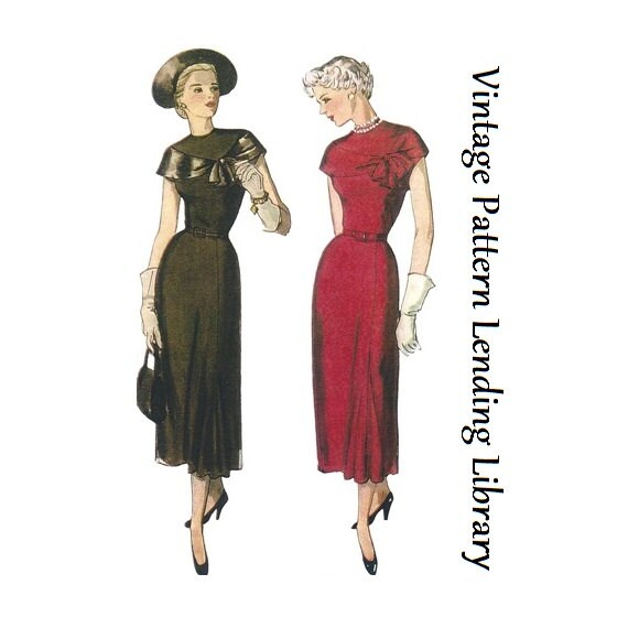 1940s Ladies Dress with Drape - Reproduction 1949 Sewing Pattern #F2924 - 36 Inch Bust