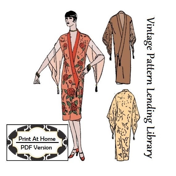 1920s Ladies Kimono Style Negligee - INSTANT DOWNLOAD - Reproduction 1929 Sewing Pattern #Z1178 - 36 Inch Bust - PDF - Print At Home