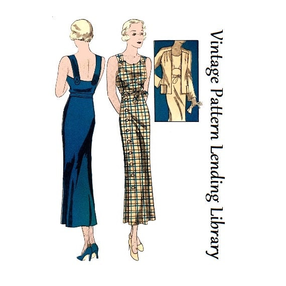 1930s Ladies Sun Dress With Jacket - Reproduction 1934 Sewing Pattern #T0896 - 34 Inch Bust