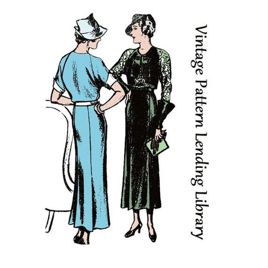 1930s Ladies Dress With Bolero Front - Reproduction 1935 Sewing Pattern #T1551 - 38 Inch Bust