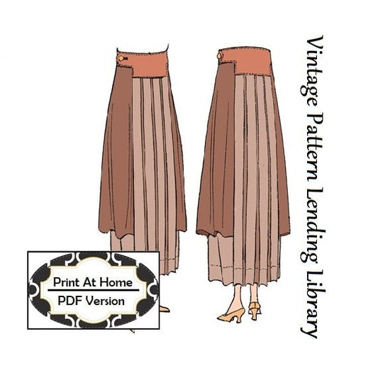 1910s Ladies Skirt With Side Drapes - INSTANT DOWNLOAD - 1918 Reproduction Sewing Pattern #E8059 - 30 Inch Waist - PDF - Print At Home