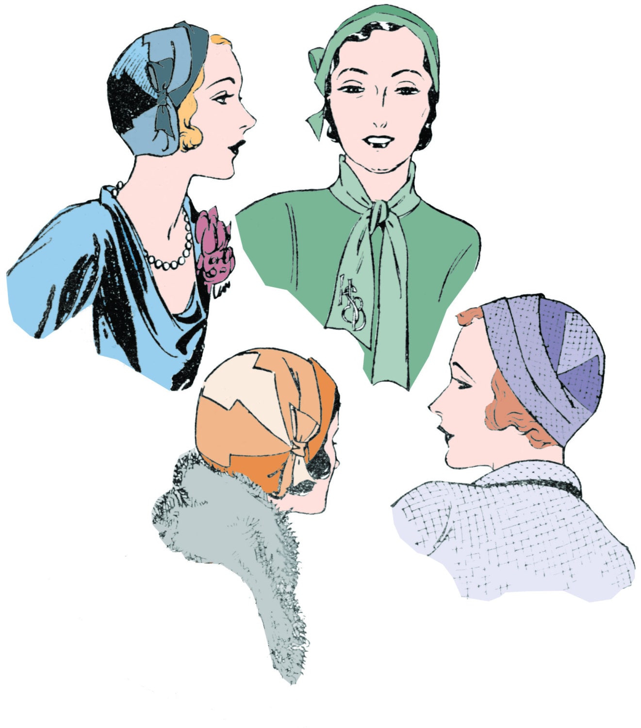 1920s 1930s Ladies Paris Cloche Hat - Reproduction 1929-30 Sewing Pattern #H002