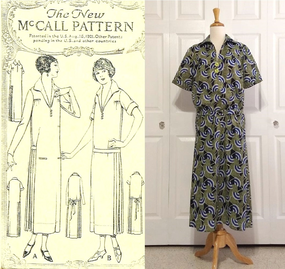 1920s Ladies Dress With Side Pleats - INSTANT DOWNLOAD - Reproduction 1924 Sewing Pattern #Z3533 - 38 Inch Bust - PDF - Print At Home