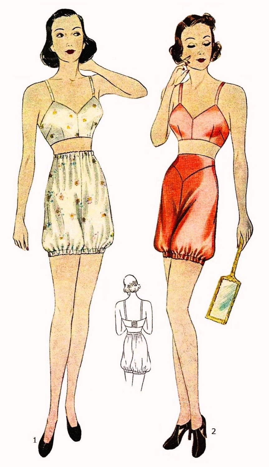 1930s Lingerie Bloomers & Brassiere - INSTANT DOWNLOAD - 1937 Reproduction Sewing Pattern #t0620 - 36 Inch Bust - Print At Home - PDF