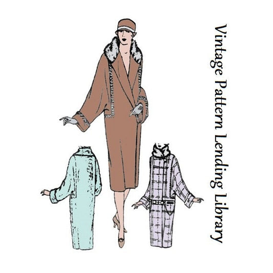 1920s Ladies Coat With Dolman Sleeves - Reproduction 1926 Sewing Pattern #Z1078 - 36 Inch Bust