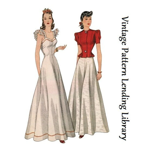 1940 Ladies Evening Gown with Jacket - Reproduction 1941 Sewing Pattern #F3680 - 34 Inch Bust