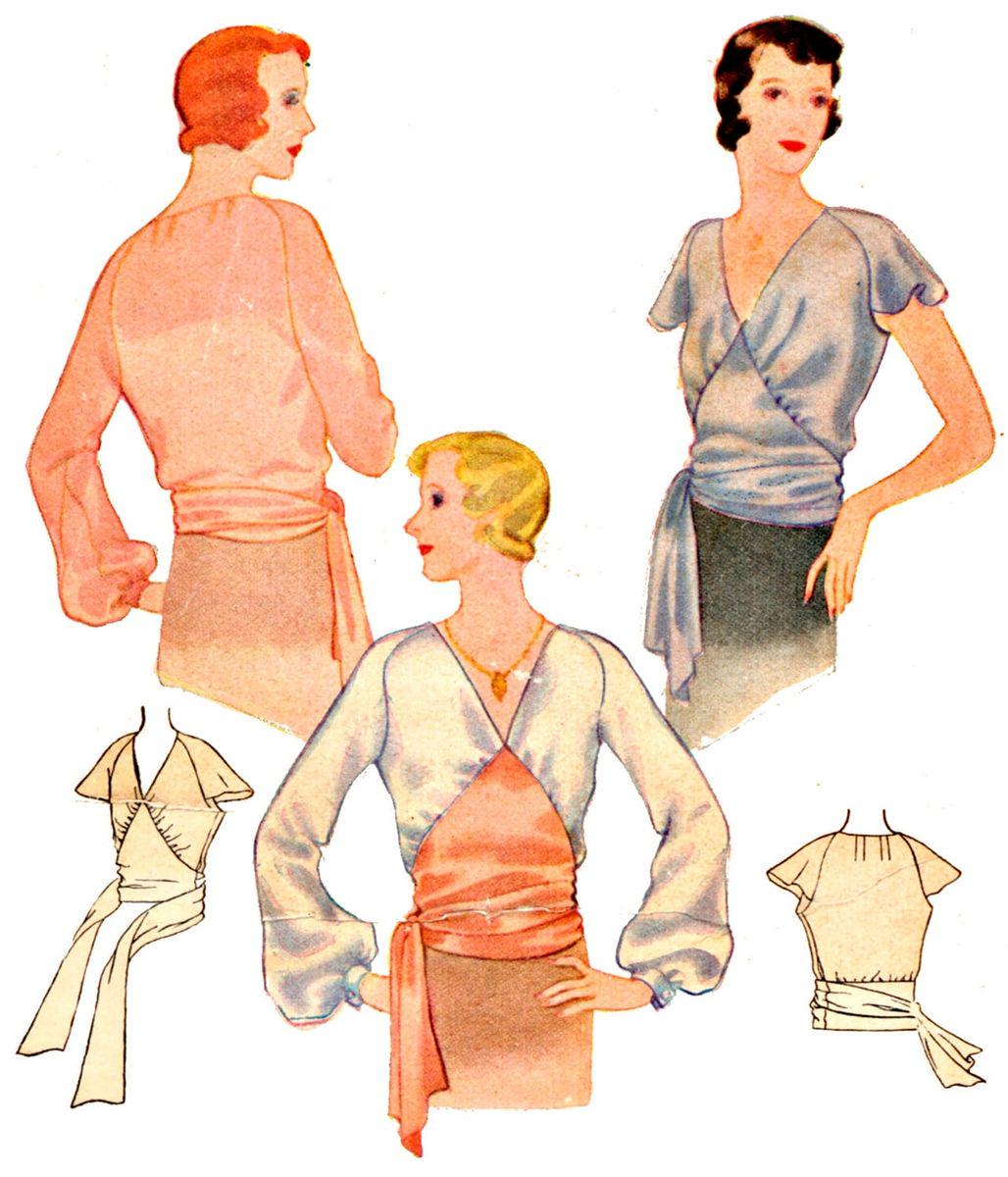 1930s Ladies Blouse With Front Yoke - Reproduction 1932 Sewing Pattern #T6834 - 32 to 42 Inch Bust Available - Pick Your Size