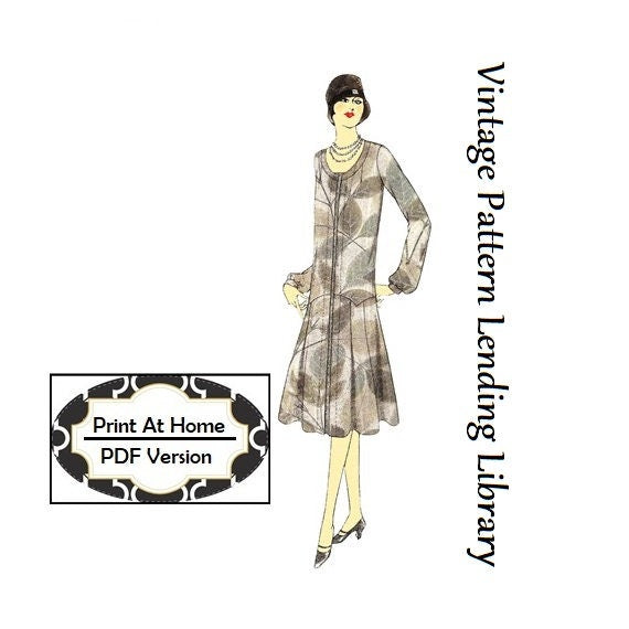 1920s Dress With Contrast Front Panel - INSTANT DOWNLOAD - Reproduction 1926 Sewing Pattern #Z4381 - 36 Inch Bust - PDF - Print At Home