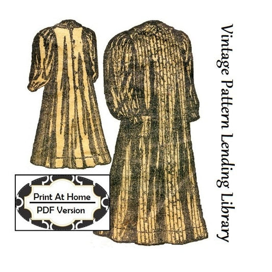 1890s Ladies Sack Apron -  INSTANT DOWNLOAD - Victorian Era Reproduction Sewing Pattern #E1140 - 36 Inch Bust - PDF - Print At Home