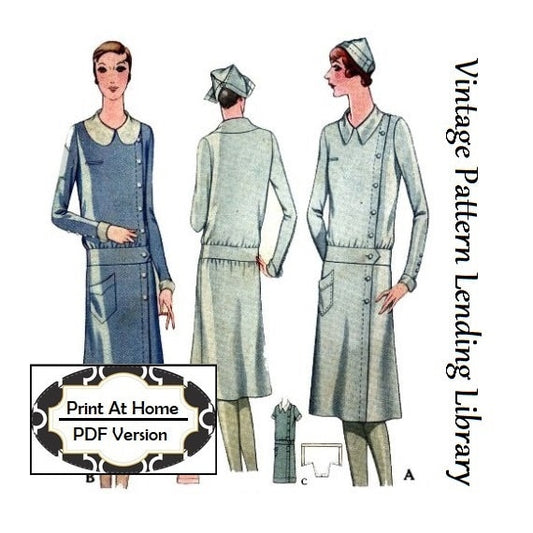 1920s Ladies Service Or Nurse's Uniform - INSTANT DOWNLOAD - Reproduction 1929 Sewing Pattern #Z5805 - 36 Inch Bust - PDF - Print At Home