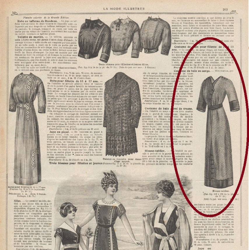 1912 Ladies House Dress - Over-Dress Wrapper - Reproduction Sewing Pattern #E4018 - 34 Inch Bust