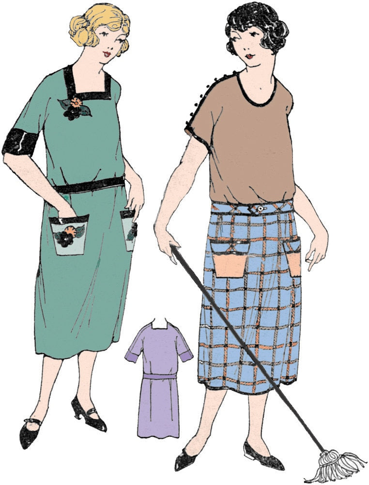 1920s Ladies Economy House Dress - INSTANT DOWNLOAD - Reproduction Sewing Pattern #Z0101 - 44 Inch Bust - PDF - Print At Home