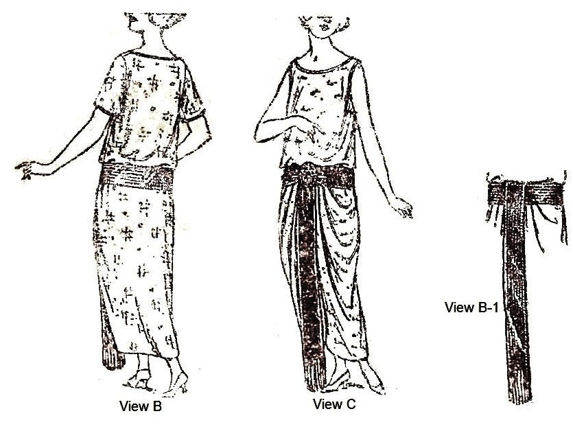 1920s Ladies Slip-Over Dress With Belt - Reproduction 1923 Sewing Pattern #Z4558 - 40 Inch Bust