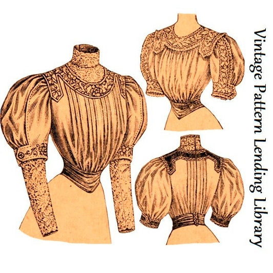 1900s Ladies Blouse With Tucked Front - 1904-05 Reproduction Sewing Pattern #E9322 - 36 Inch Bust