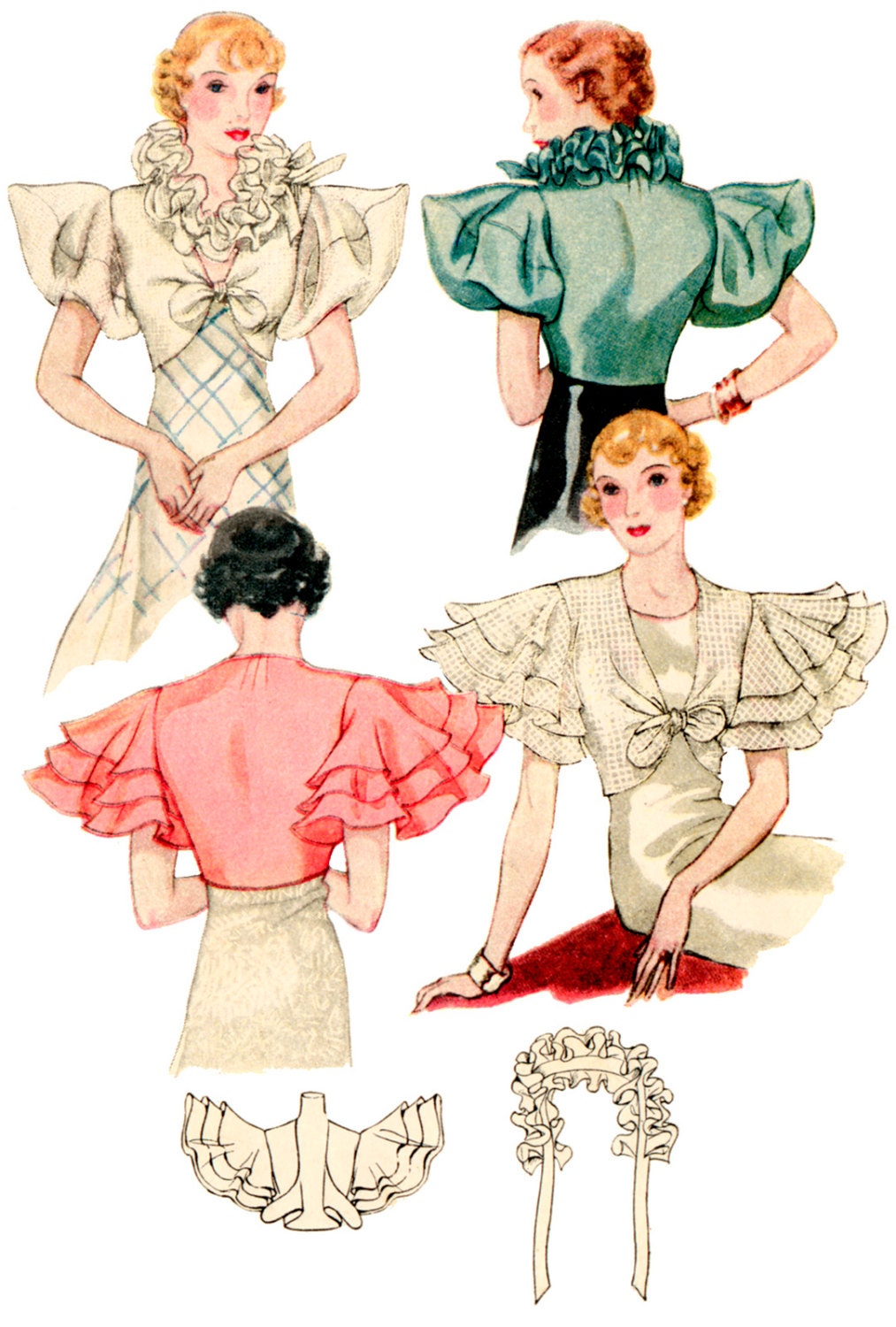 1930s Ladies Evening Coatee - INSTANT DOWNLOAD - Reproduction 1933 Sewing Pattern #T7391 - 34 Inch Bust - PDF - Print At Home