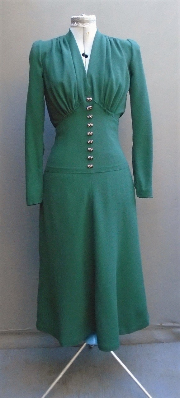 1930s Ladies Dress With Softly Gathered Bodice - Reproduction 1938 Sewing Pattern #T2930 - 36 Inch Bust