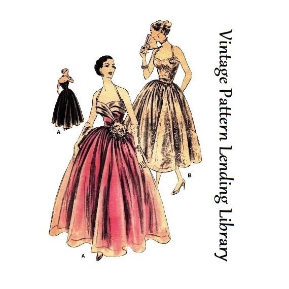 1950s Ladies Formal Dress or Gown - Reproduction 1951 Sewing Pattern #F7413 - 32 Inch Bust