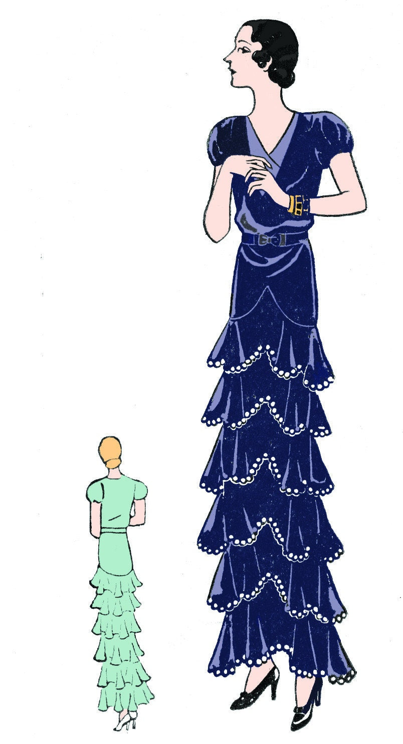 1930s Evening Gown by Nicole Groult - INSTANT DOWNLOAD - Reproduction 1931 Sewing Pattern #T1515 - 34 Inch Bust - PDF - Print At Home