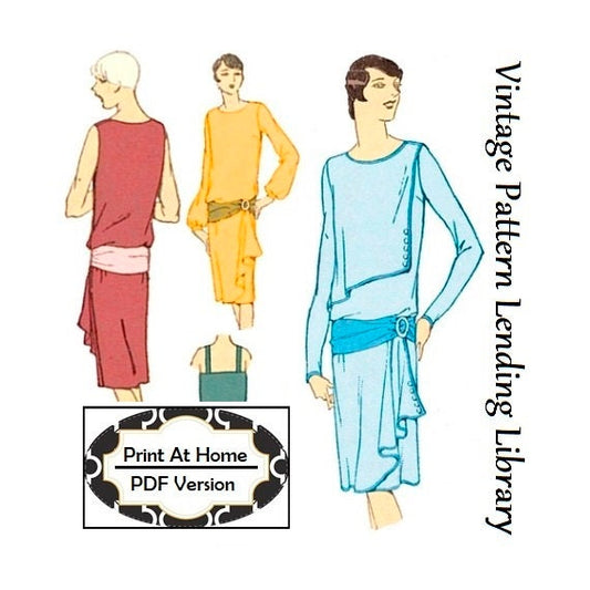 1920s Ladies Dress With Tunic Front - INSTANT DOWNLOAD - Reproduction 1927 Sewing Pattern #Z4087 - 36 Inch Bust - PDF - Print At Home