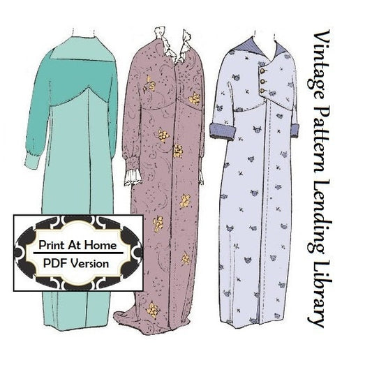 1918 Ladies Empire Style Dressing Gown - INSTANT DOWNLOAD - Reproduction Sewing Pattern #E5801 - 36 Inch Bust - PDF - Print At Home